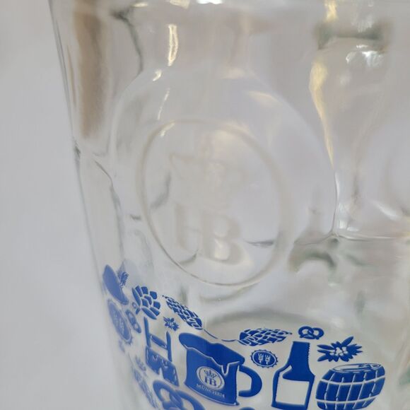 HB Munchen Hofbrahaus Glass German Beer Stein 1L Dimpled Mug Tankard Oktoberfest - Picture 5 of 14